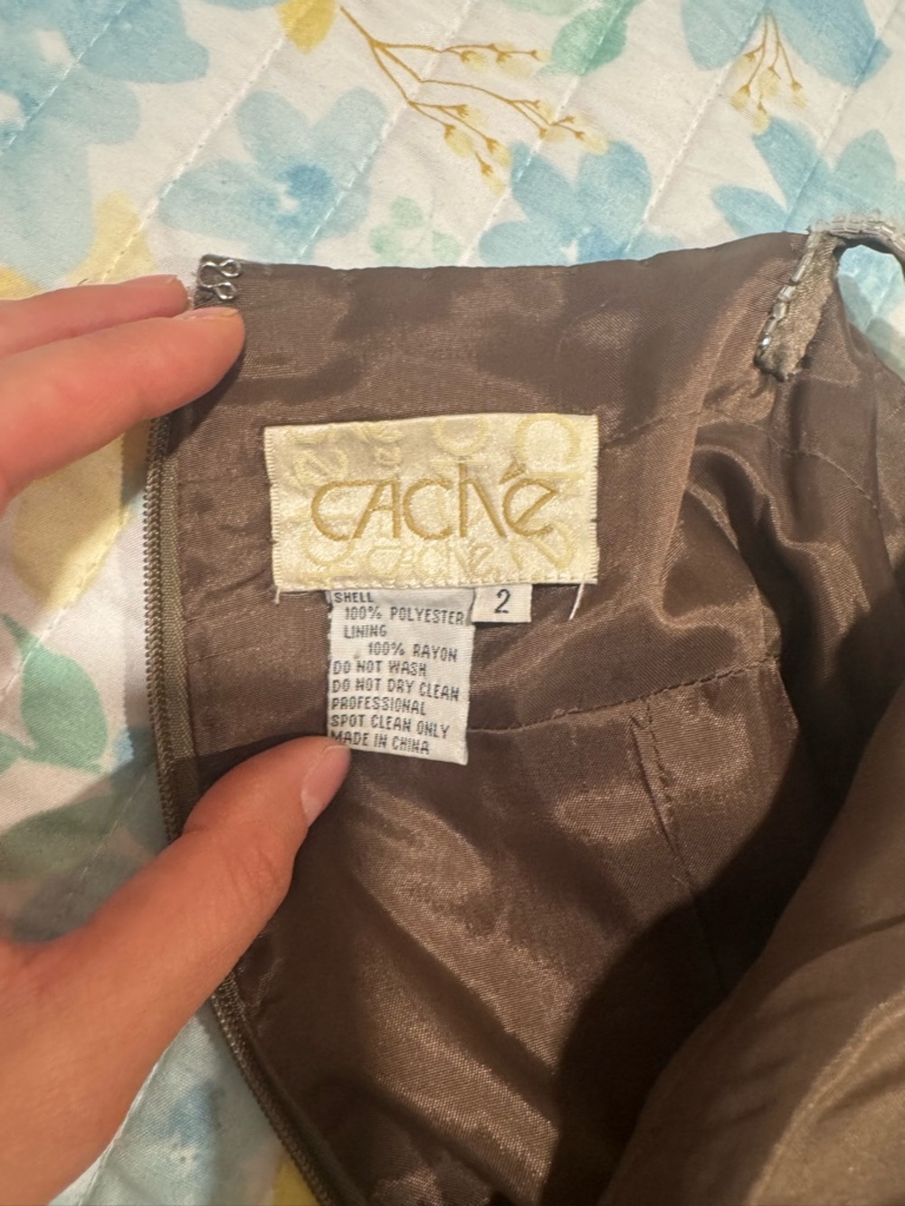 Caché Embroidered Satin Slip Dress in Ombre Champagne - Picture 3 of 6